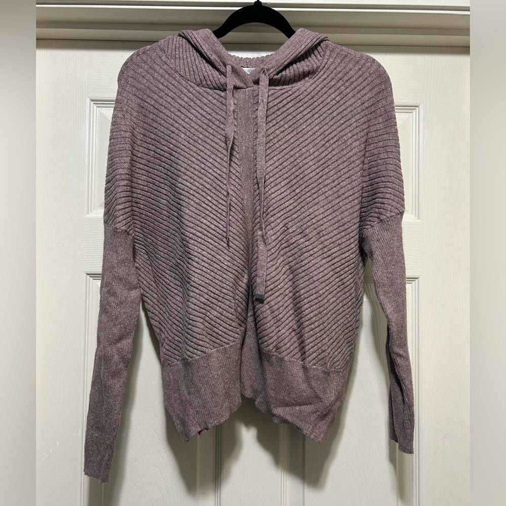 EUC StitchDrop Light Brown Ribbed Pullover Knit Hoodie Size Medium